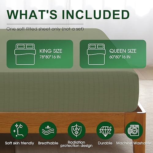 Miniatura 9 de Ivellow Grounding Sheets King - Sábanas King 10% de fibra plateada pura, 90% algodón orgánico, tamaño King, bolsillo profundo de 16 pulgadas, suave,