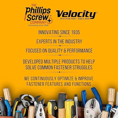Miniatura 7 de Velocity - Paquete de tornillos para madera para interiores, 75 tornillos de madera, tornillos de acero al carbono con chapado en zinc, incluye 1
