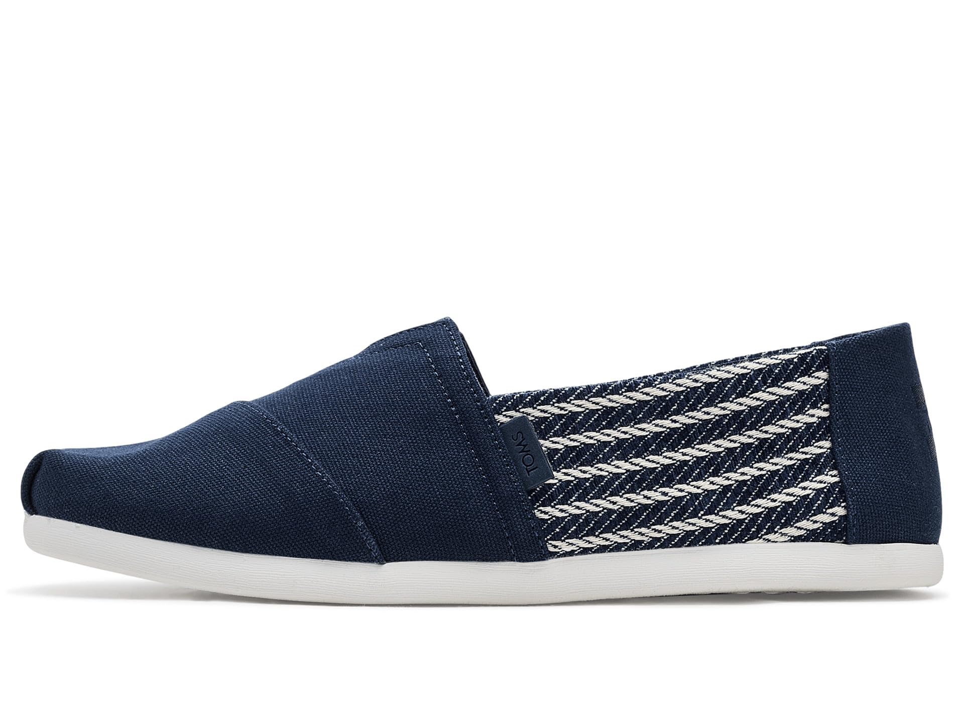 Toms Alpargata Mocassins Plats Classiques pour Homme Bleu Marine à Rayures Nautiques 44