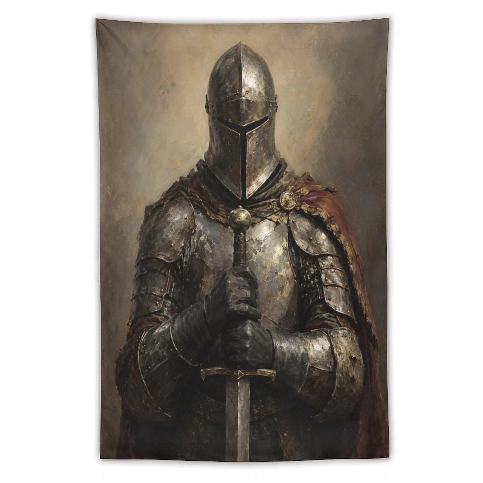 H3B8U2Y5 Medieval Knight Armor Portrait Wall Tapestry, Office