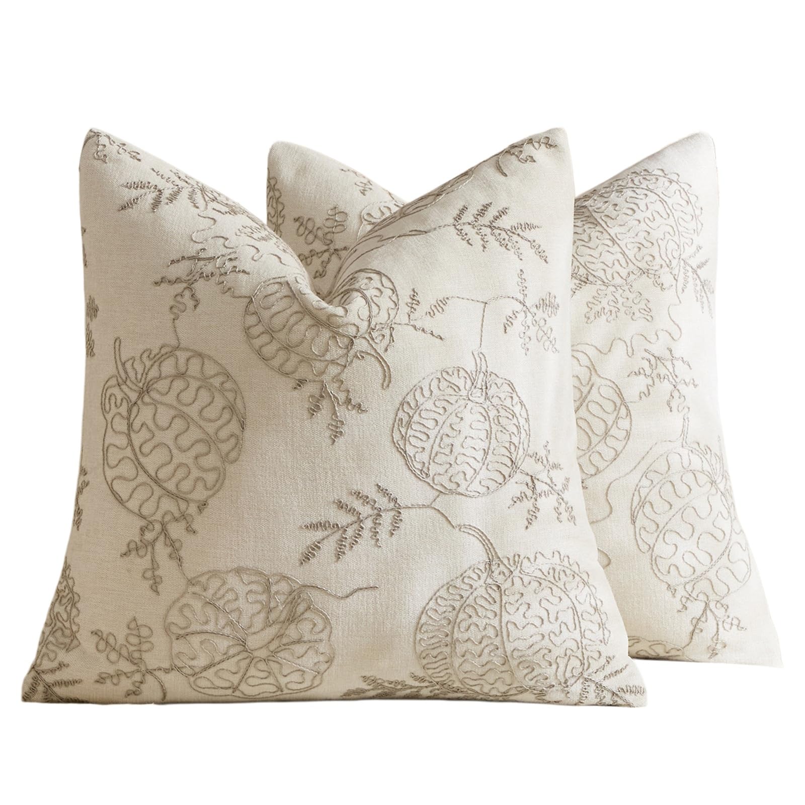 Throw Pillow Covers Set Of 2 Chenille Leaf Embroidery Sofa Cushion Covers | 45x45cm 30x50cm Washable Hidden Zipper Couch Pillow Covers For Living Room Bedroom Car