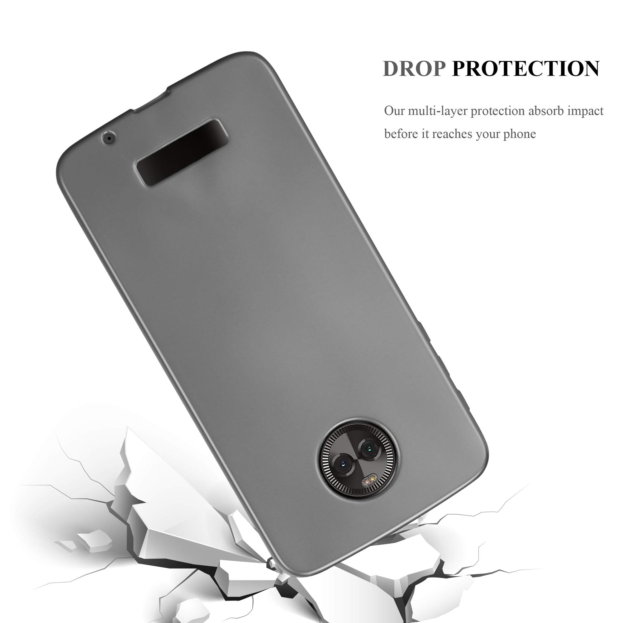 Cadorabo Custodia per Motorola MOTO X4 in GRIGIO METALLICO - Morbida Cover Protettiva Sottile di Silicone TPU con Bordo Protezione - Ultra Slim Case Antiurto Gel Back Bumper Guscio