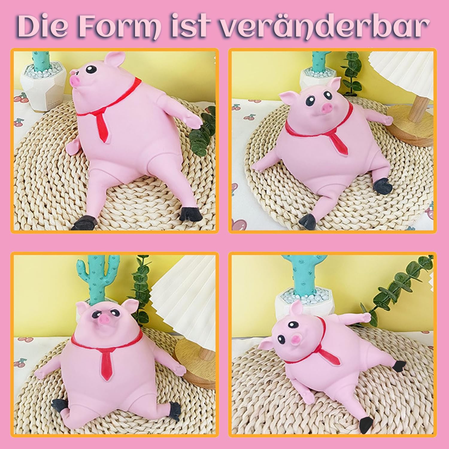 MINISOISO – Lot De 2 Cochons En TPR à Presser Anti-stress – Rose, Décompressant, Pour Enfants Et Adultes