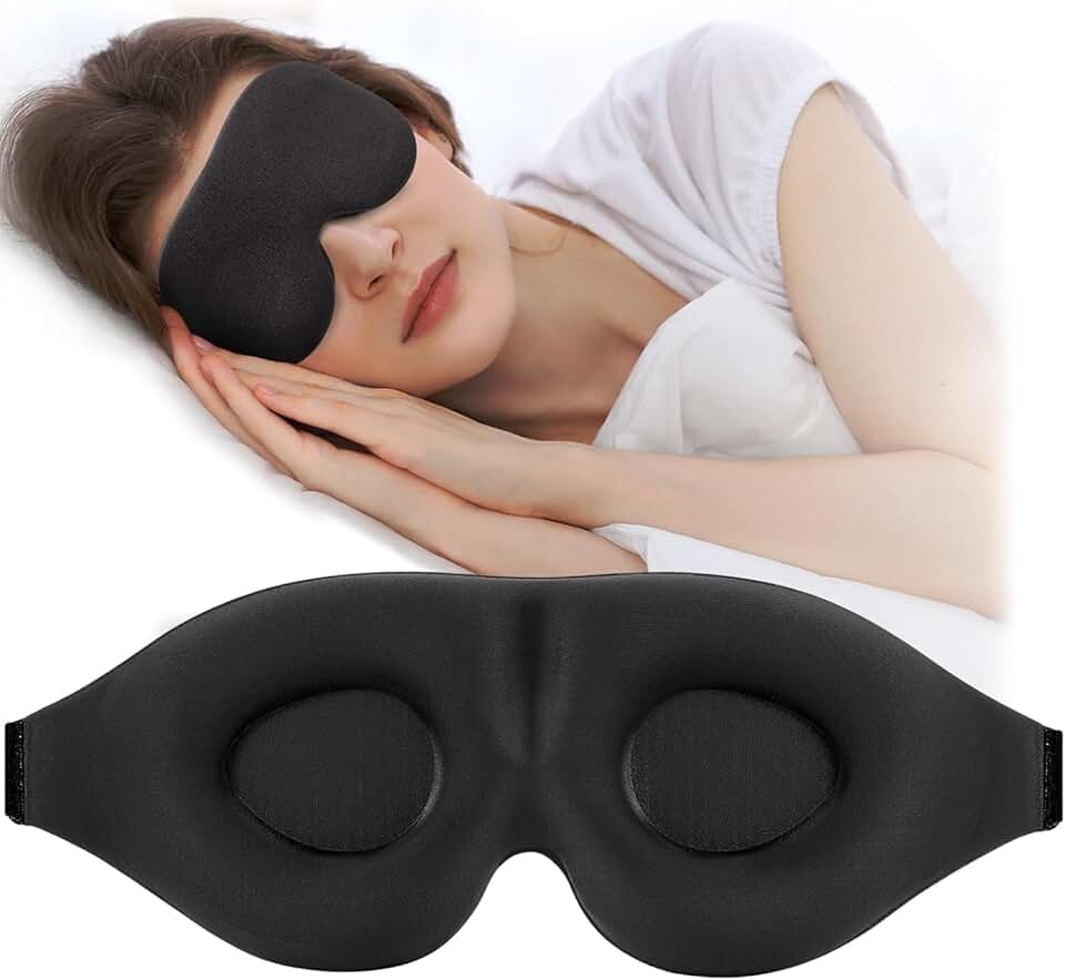 Mascara De Dormir 3D Blackout Confortável Preto Para Sono Viagem Descanso Espuma Macia Linha Premium