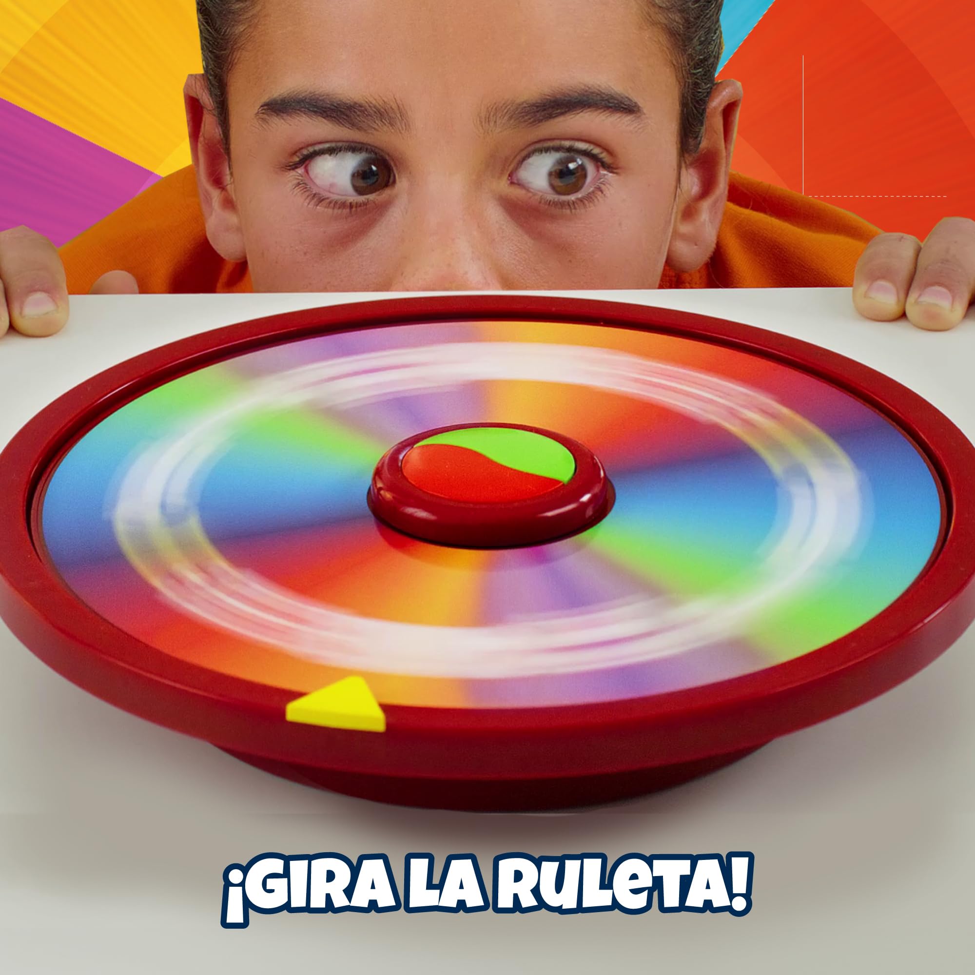 Famogames - Giro y Desafío, Un Juego de Mesa Familiar de +300 Retos, Gira la Ruleta y Empieza a Divertirte, Dirigido por un Game Master con 4 Categorías de Cartas, Versión Español, Famosa (WHE01000)