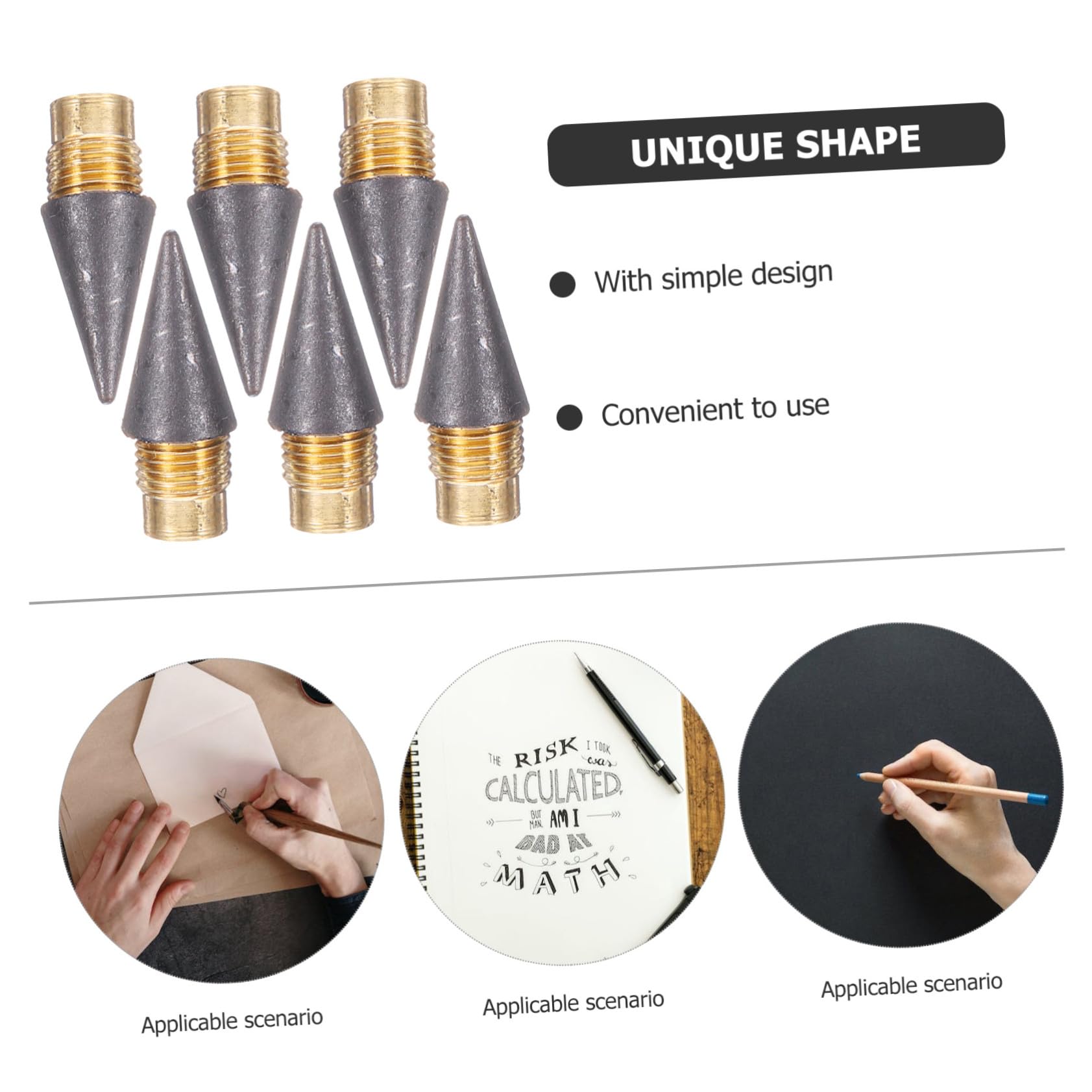 Healvian Lot de 6 Pointes de Crayon sans Encre Recharges Éternelles sans Affûtage pour Crayons Mécaniques Pratiques Bureau et École Plusieurs styles