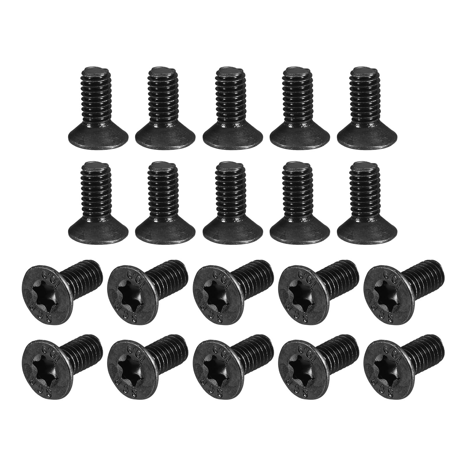 sourcing map M4-0.7x10mm Flat Head Torx Anti Theft Machine Screws, 20Pcs 10.9 Grade Alloy Steel, Torx Drive, Countersunk Head, Full Thread, Black Oxide Finish
