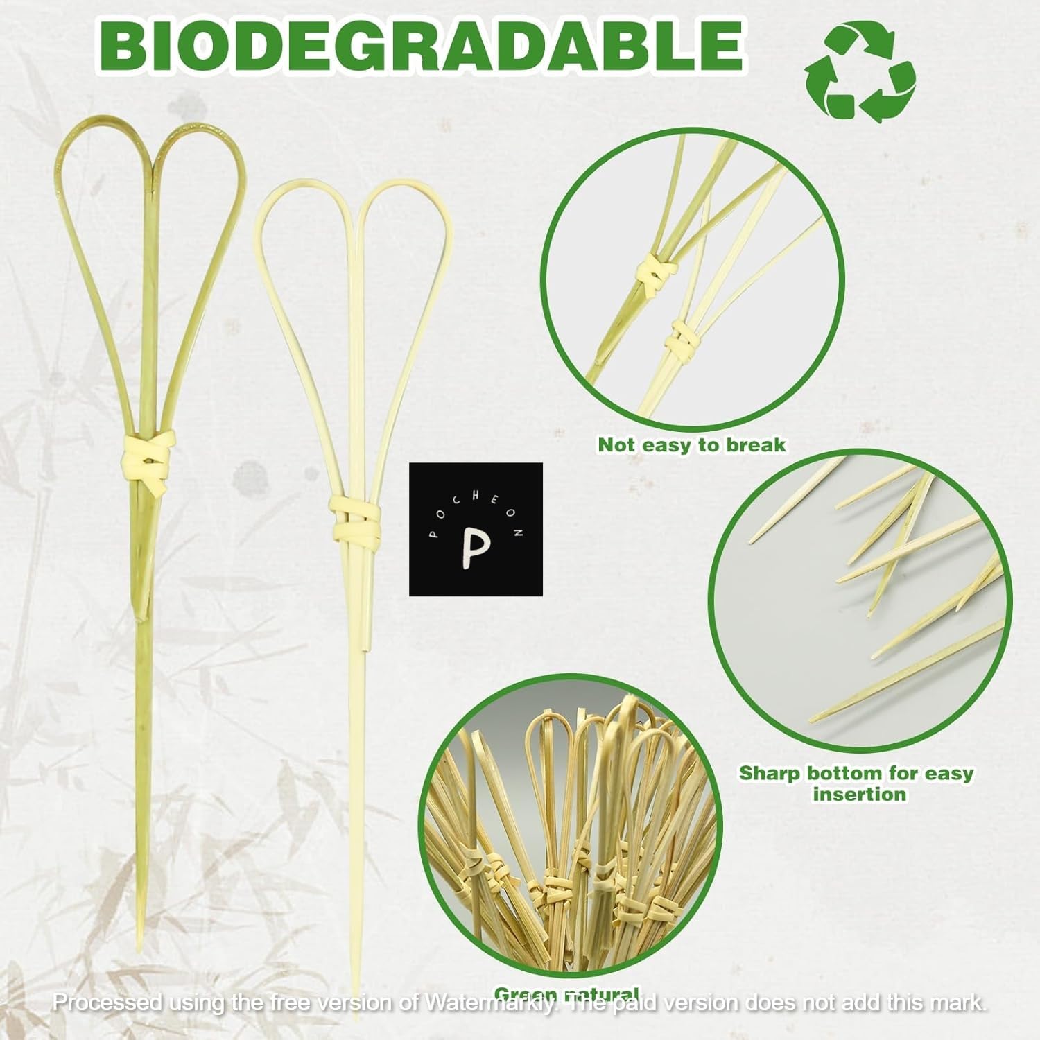 Heart Shaped Bamboo Toothpicks - Party & Cocktail Skewers -7