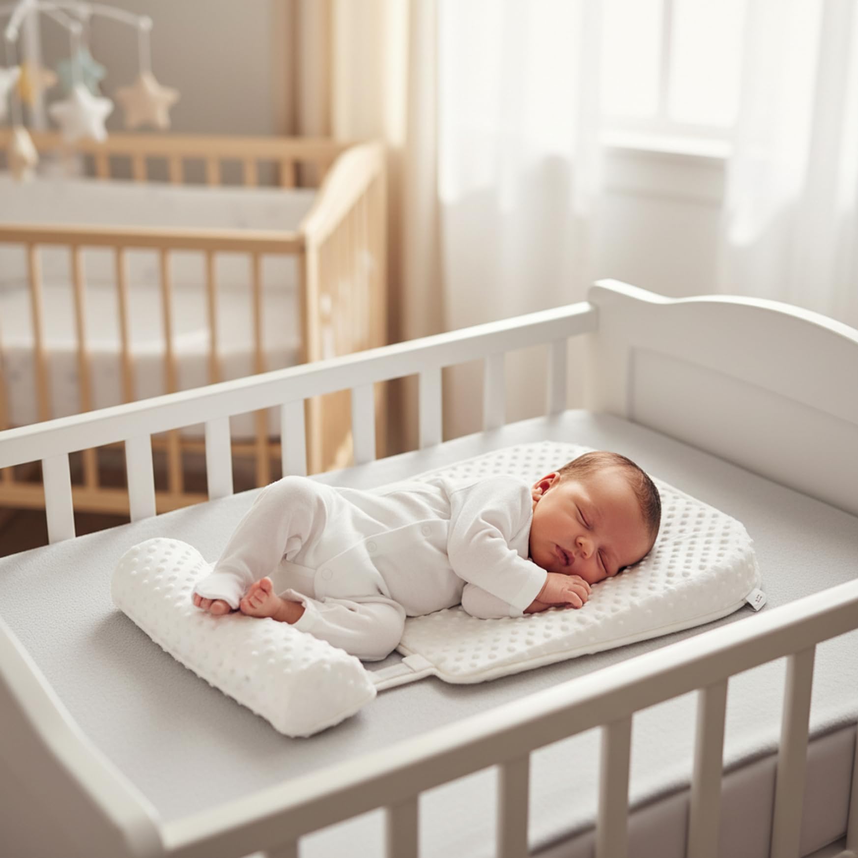 Almohada de cuña para bebés con inclinación antisaliva de 15 grados, doble cara refrescante de Tencel y felpa para todas las estaciones, multiusos para alimentación y tiempo boca abajo - Estilo 2
