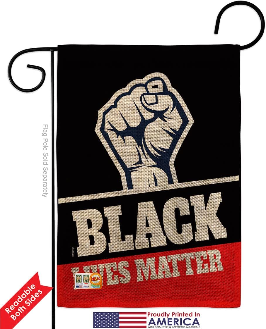 Black Lives Matter Burlap Garden Flag Support BLM Anti Racism Justice Revolution Movement Equality Social Small Decorative Gift Yard House Banner Double-Sided Made In USA 13 X 18.5