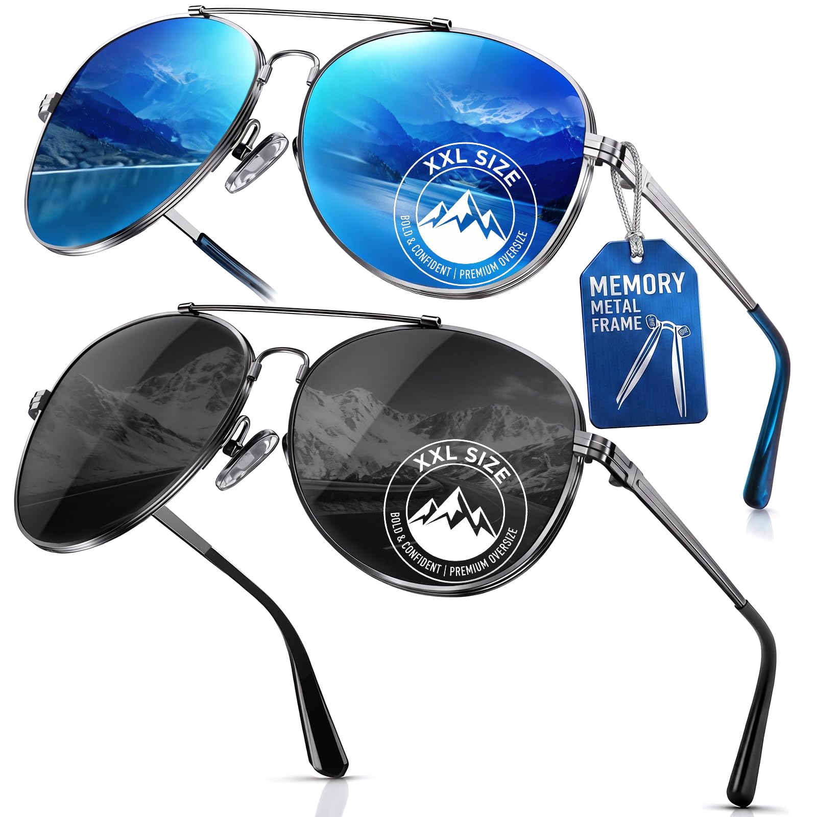 Modish 156mm XXL Large Polarized Aviator Sunglasses for Men
