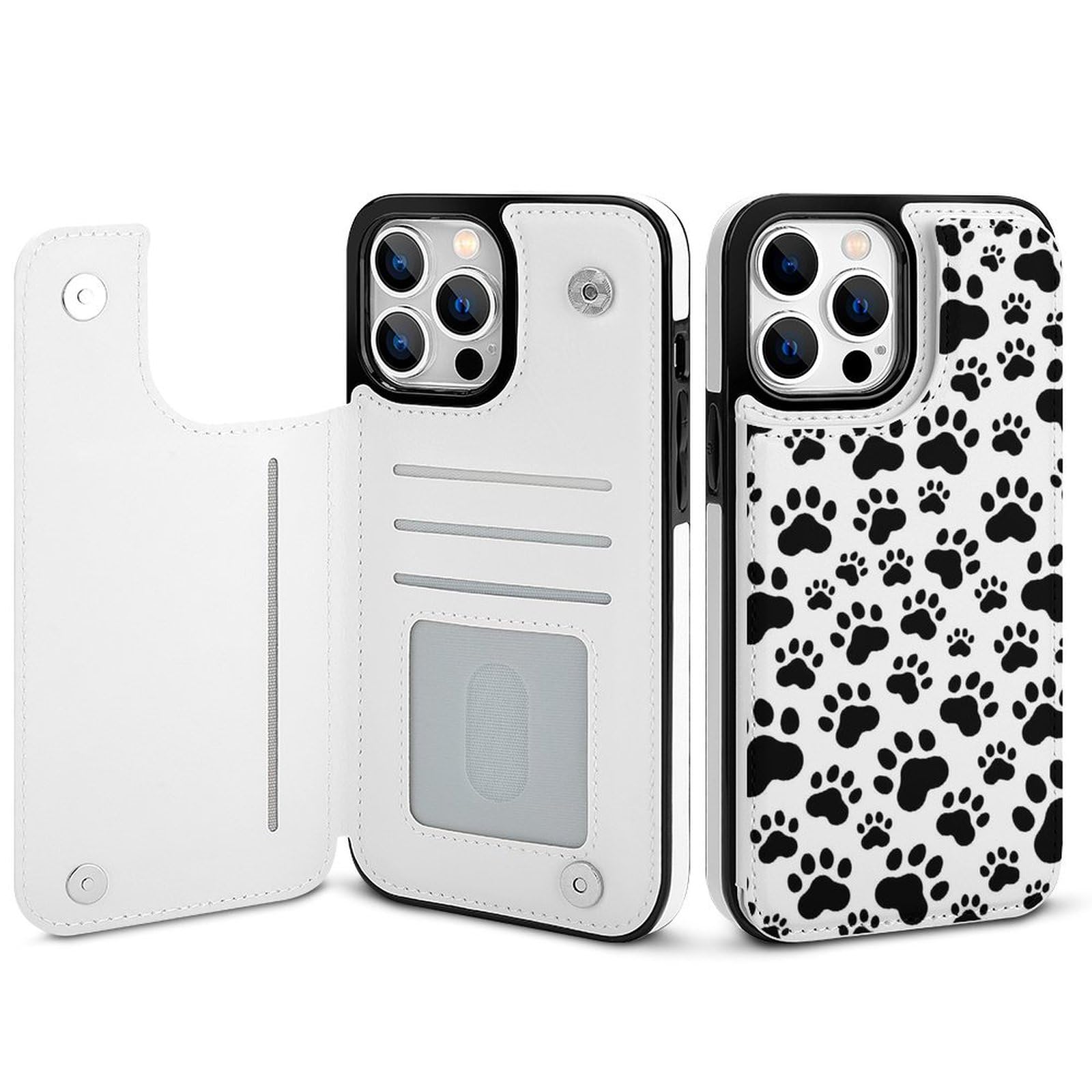 Paw Print (2) Wallet Phone Case Compatible with iPhone 14 Pro Max Flip Protective Phone Case with Card Holder, style