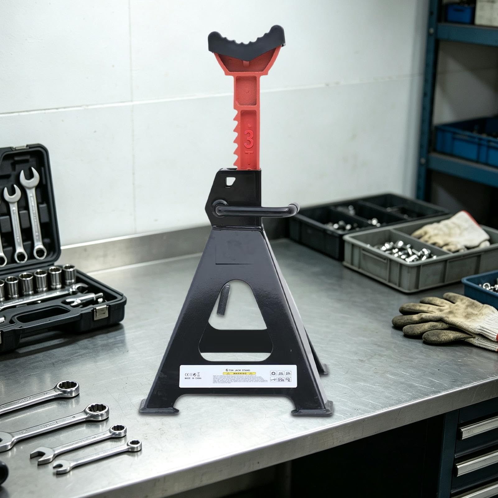 Caballetes 3 Toneladas 3/6 Toneladas Trabajo Pesado Altura Ajustable Con | Soporte Altura Ajustable para Remolque Camiones Automóvil Cortacésped SUV Motocicleta Tractor Reparació