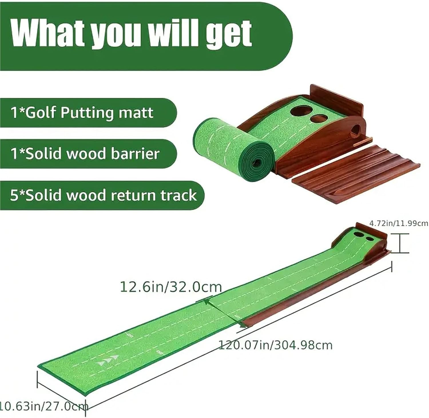 Compatible Portable Golf Putting Mat with Ball Return System