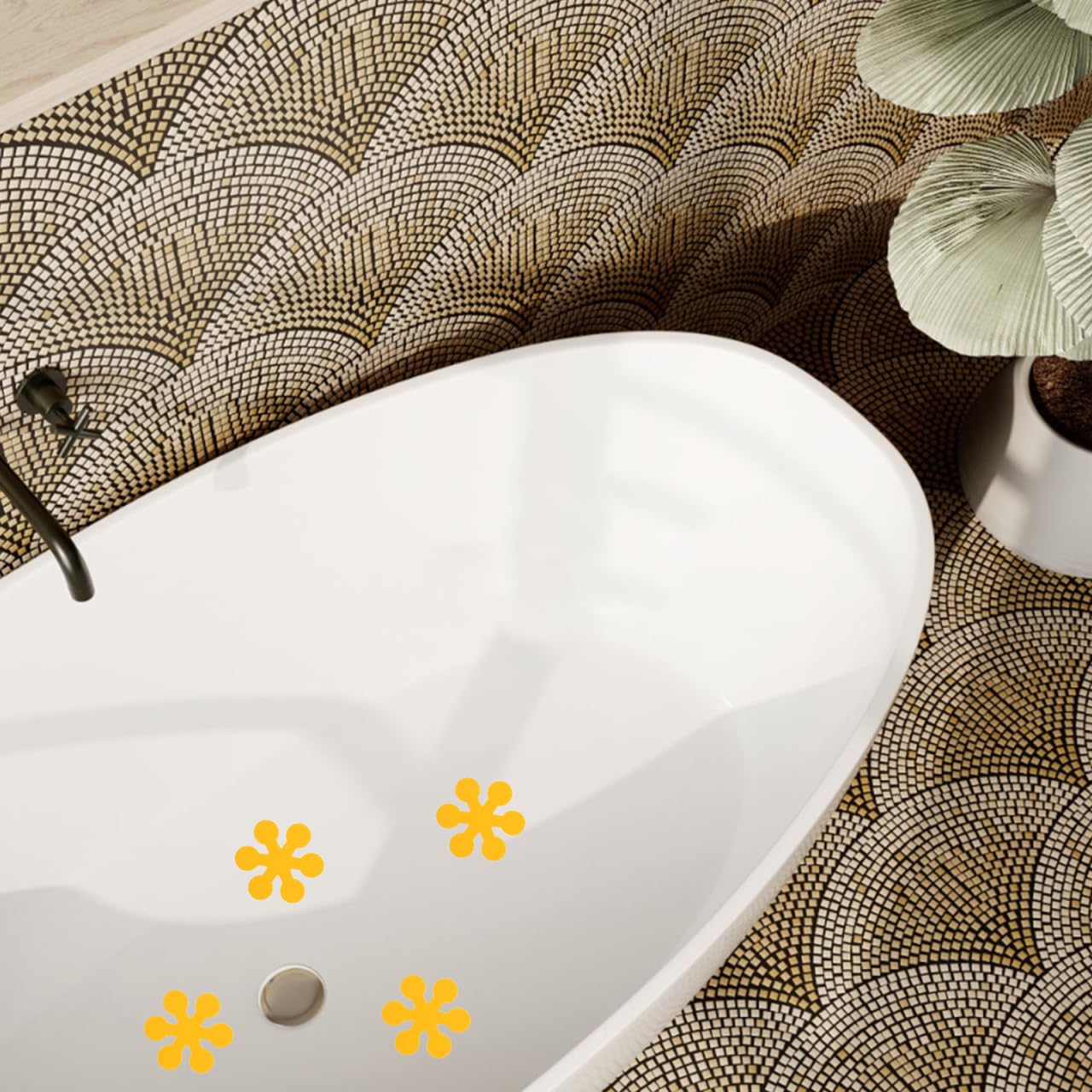 6Pcs Yellow Snowflake Non-Slip Bathtub Stickers for Kids Self-Adhesive Peva Anti-Skid Decals for Tub and Shower Floor Waterproof and Easy to Apply