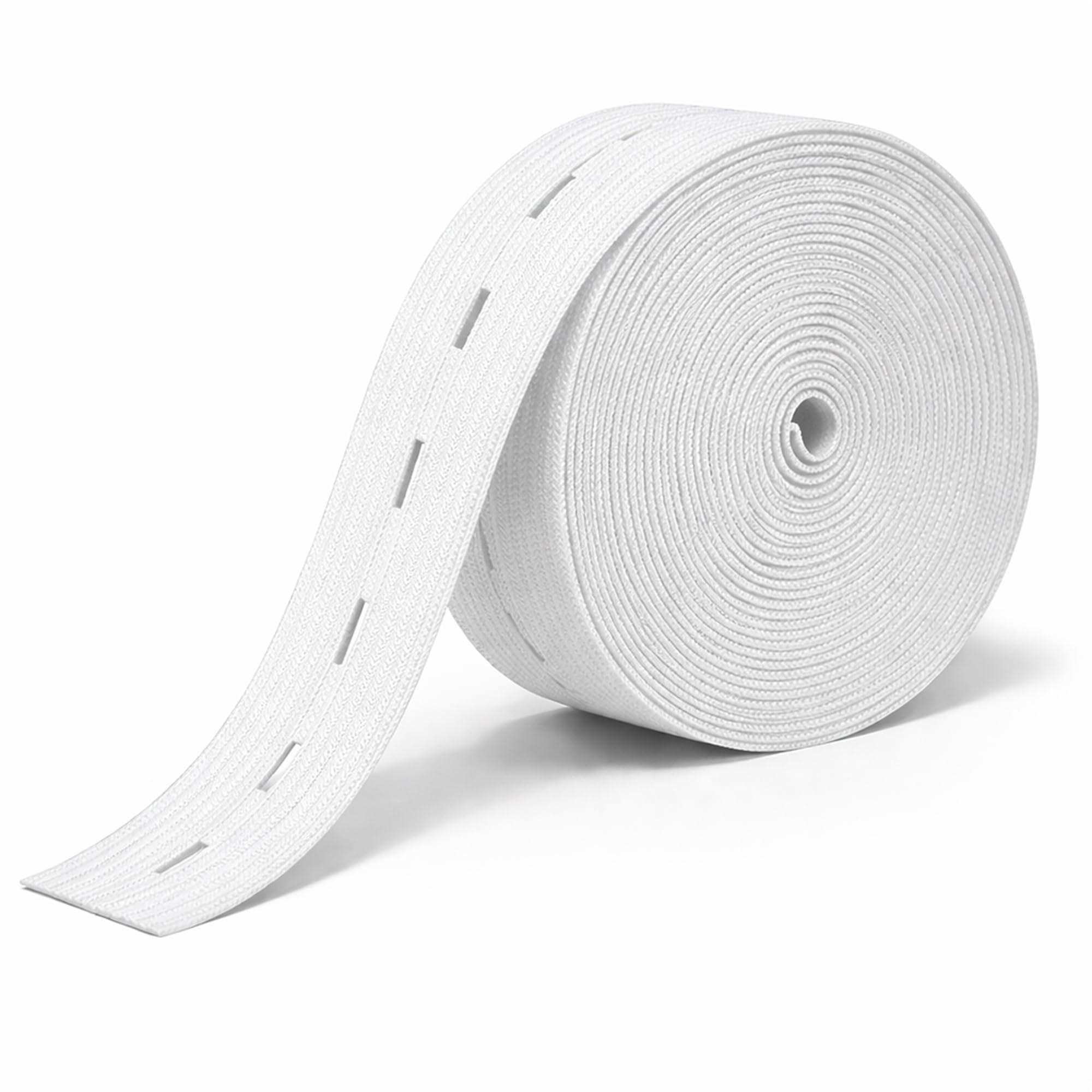 Trimming Shop Strechable 20MM Buttonhole Elastic Flatback Sewing Elastic Band with Holes for Trouser Waistbands Maternity Clothes Skirts Shorts Pants Waistline Sewing, 25 metres, White