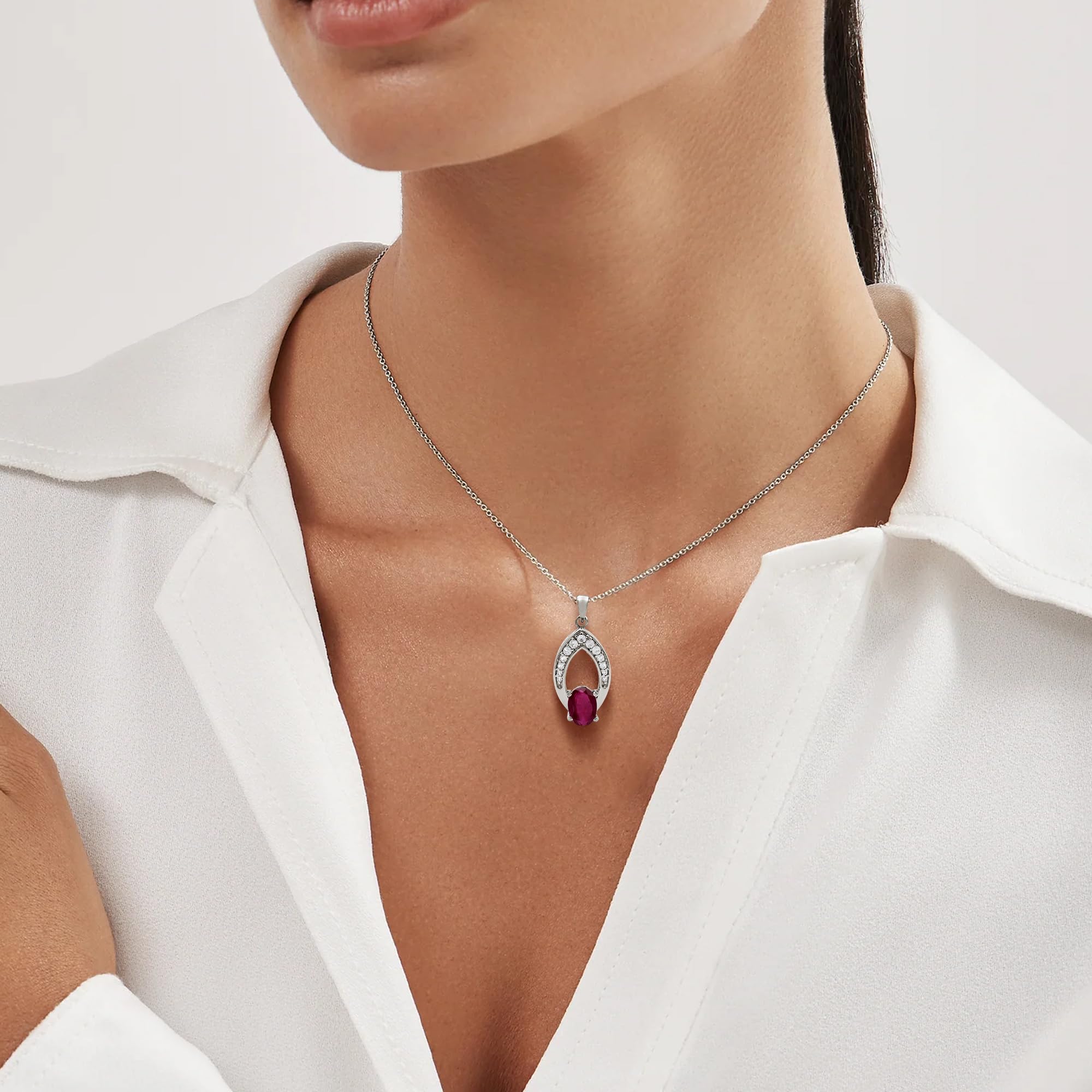 Juego de 4 joyas de boda para mujer, collar con colgante de lágrima de rubí, aretes y anillos, juego de boda, compromiso, dama de honor, vestido de graduación, joyería de plata de ley 925, Plata de