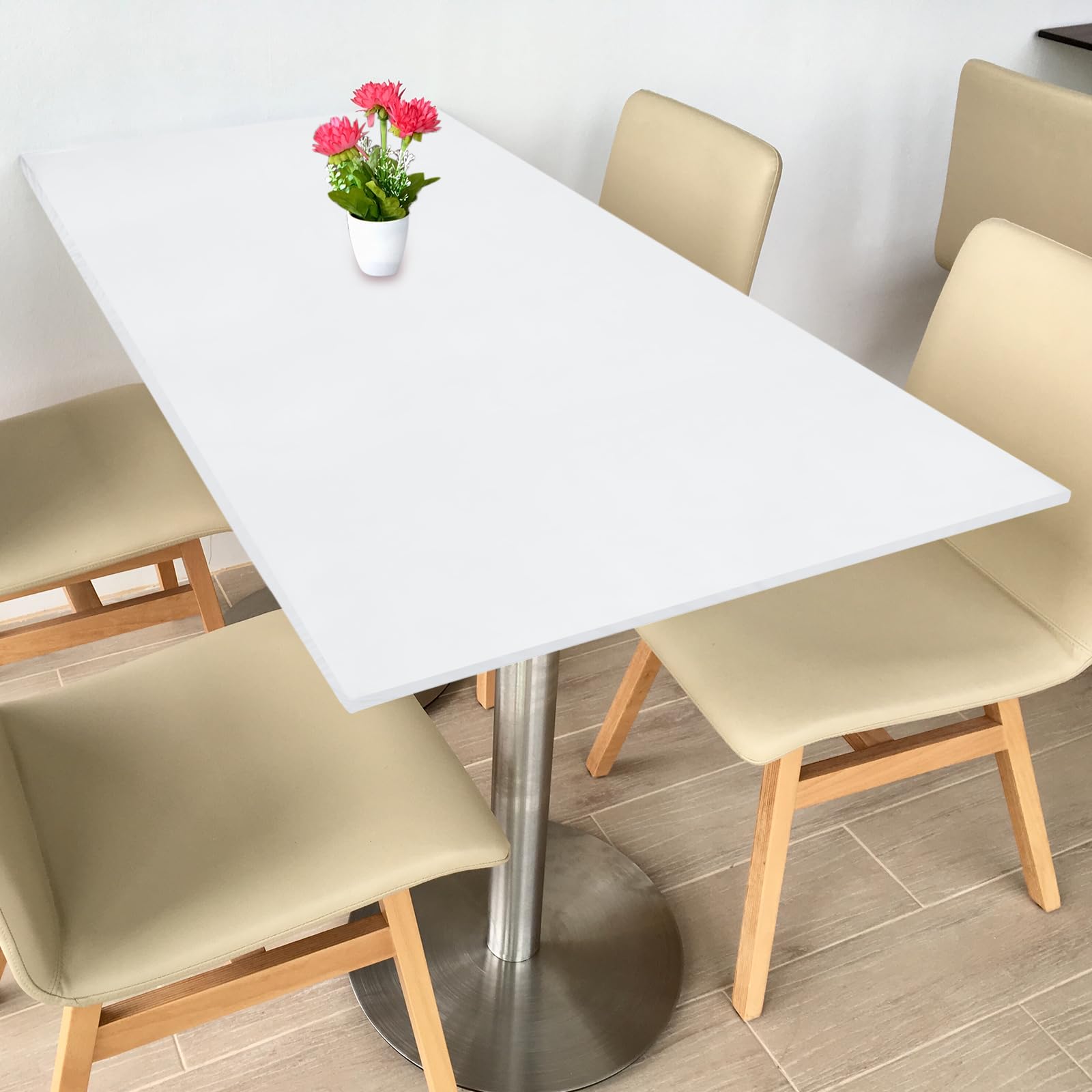 Nappe ajustée rectangulaire 152x76 cm blanche en polyester élasthanne lavable