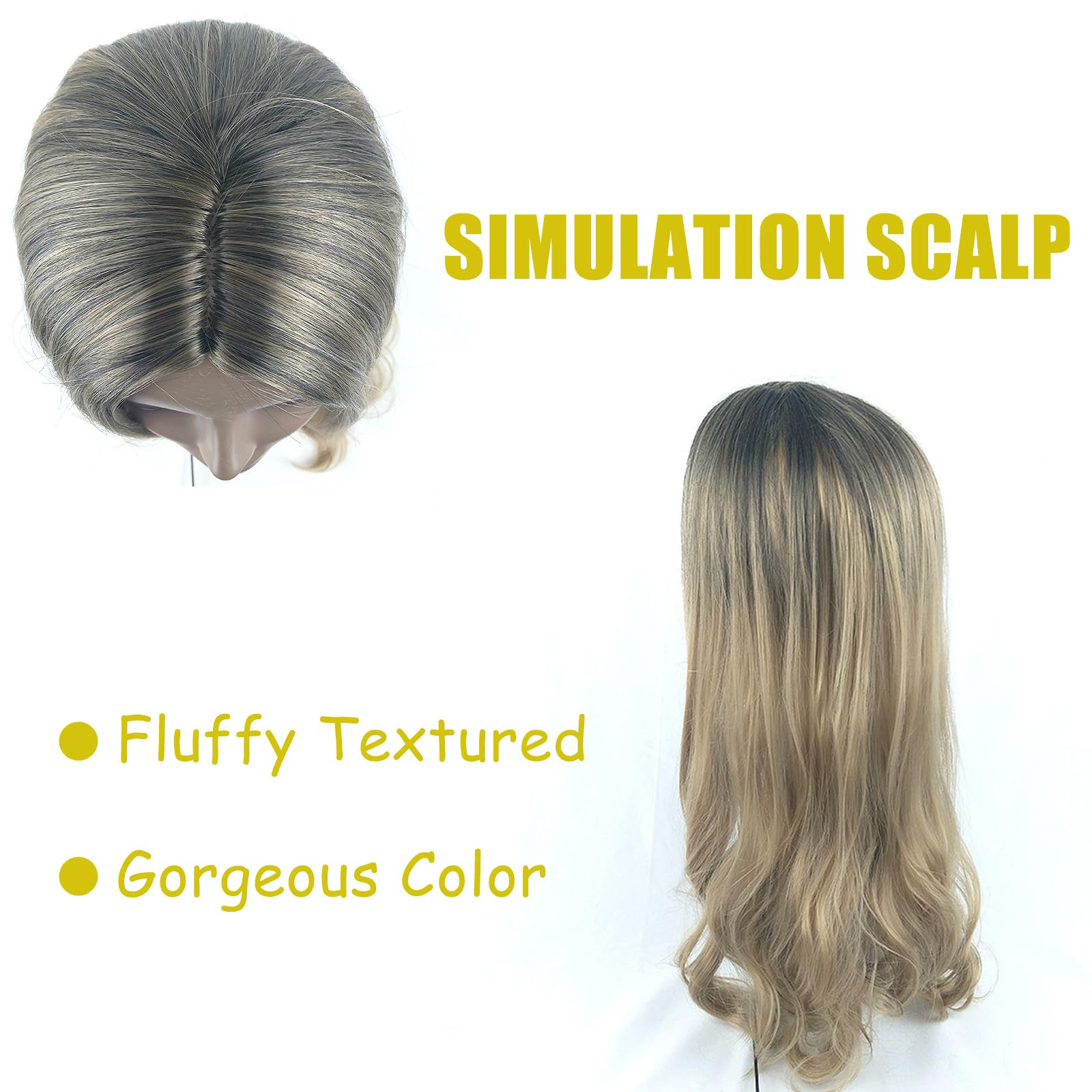 Long Wavy Ombre Black to Yellow Wigs for Women,Synthetic Hair Heat Resistant Ombre Wig,Wigs for Halloween Fancy Dress Cosplay Party - Image 2