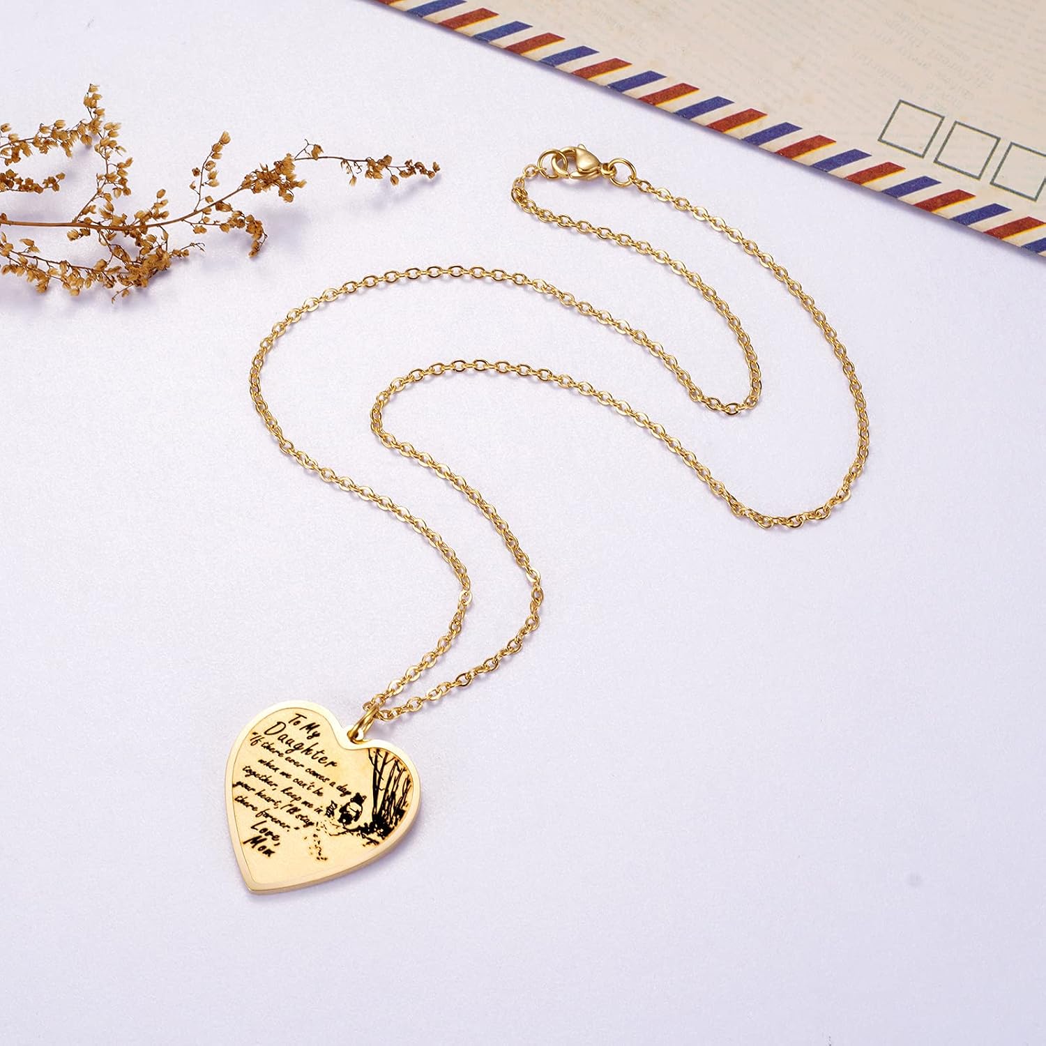 To My Daughter Necklace Keychain from Mom Dad, Gifts for Daughters, Inspirational Heart Pendant Jewelry for Girls
