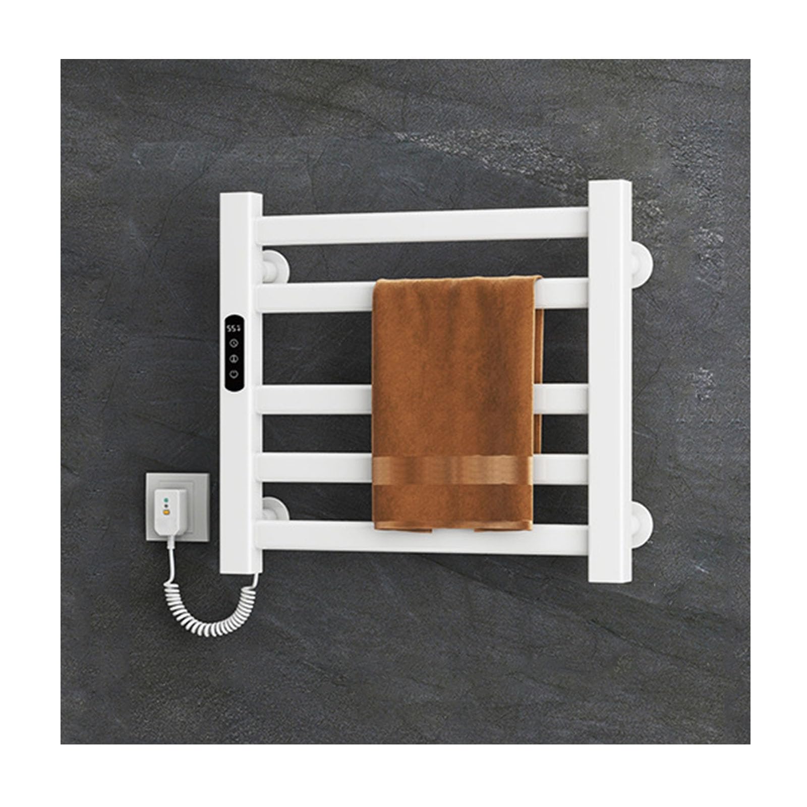 Sèche-serviettes électrique blanc 5 barres à minuterie pour salle de bain