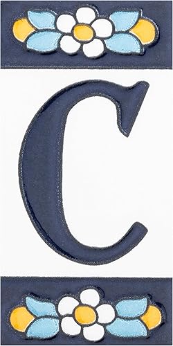 Merola Tile Sevillano Flora Dirección Letras C 2-18" x 4-38" Azulejo de pared de cerámica