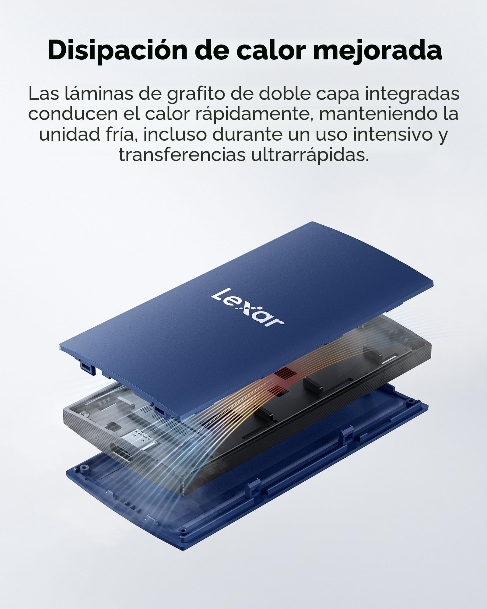 Lexar ES3 SSD Externo 1TB, USB3.2 Gen2 Portable SSD, PSSD hasta 1050MB/s de Lectura, 1000MB/s de Escritura, Disco SSD Externo Compatible con iPhone Serie 15/Mac/PS5/XBOX (Azul)
