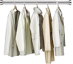 Tringle à Vêtements Extensible, 40-60 CM Tringle à Vêtements - avec Base Ronde - en Acier Inoxydable Réglable - Rail pour Suspendre des Cintres et Habillement Dans une Penderie, pour Chambre à Couch