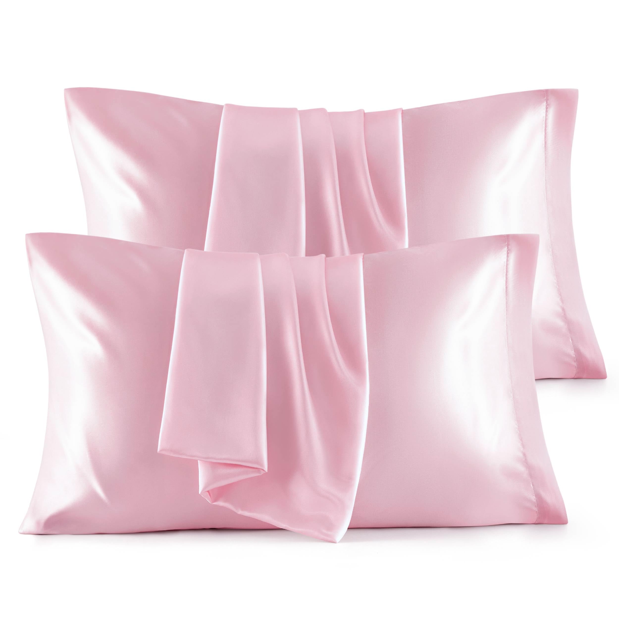 Bedsure Satin Pillowcase for Hair and Skin Queen - Pink Silky Pillowcase 4 Pack 20x30 Inches with Envelope Closure, Similar to Silk Pillow Cases, Gifts for Women Men
