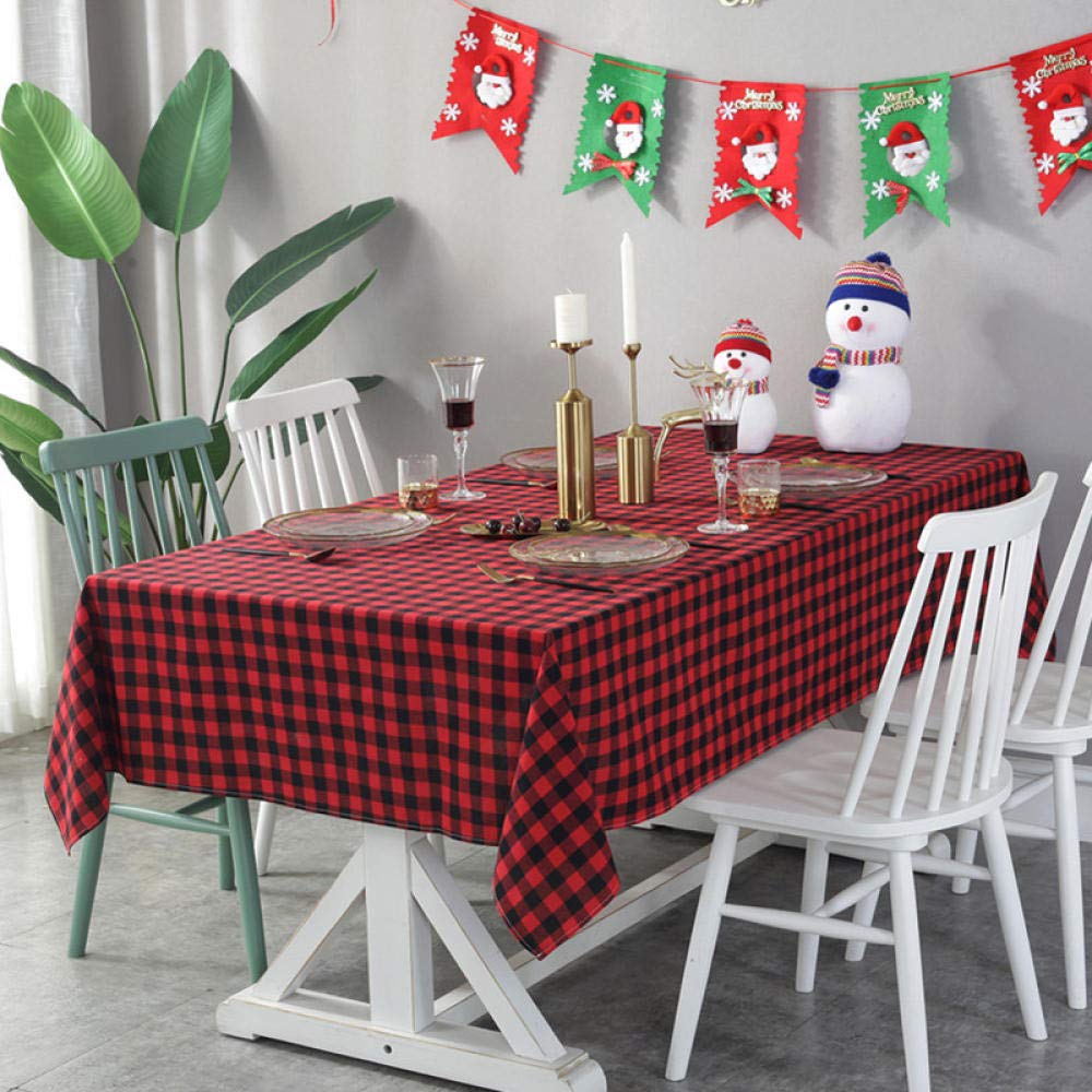 Nappe teint en fil de coton et lin à carreaux rouges et noirs durables