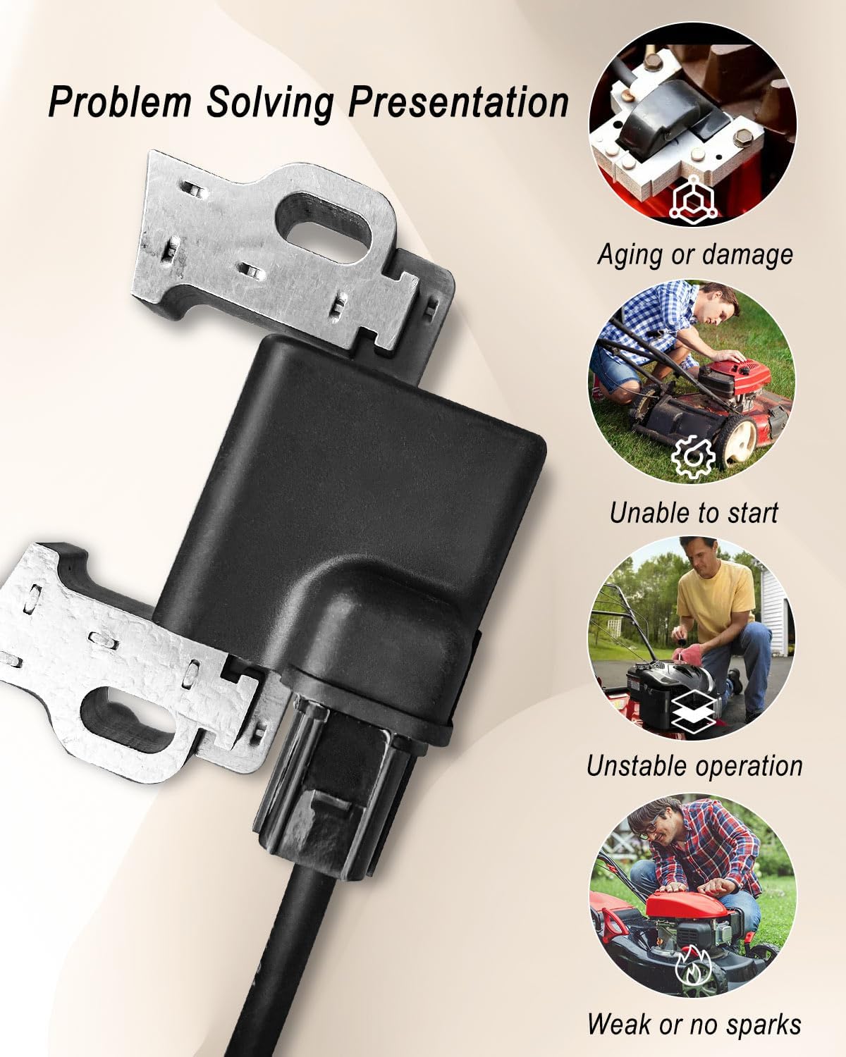 30500-Z5T-003 Ignition Coil Module 4 Prong with 4 pin Connector Fit for Honda GX340 GX390 GX240 GX270, Replace 30500Z5T003 30500-Z5R-003