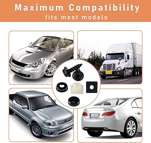 Miniatura 6 de Kewucn Juego de 4 tornillos para matrícula, a prueba de óxido, antirruido y antirrobo, pernos de montaje autorroscantes de acero inoxidable para