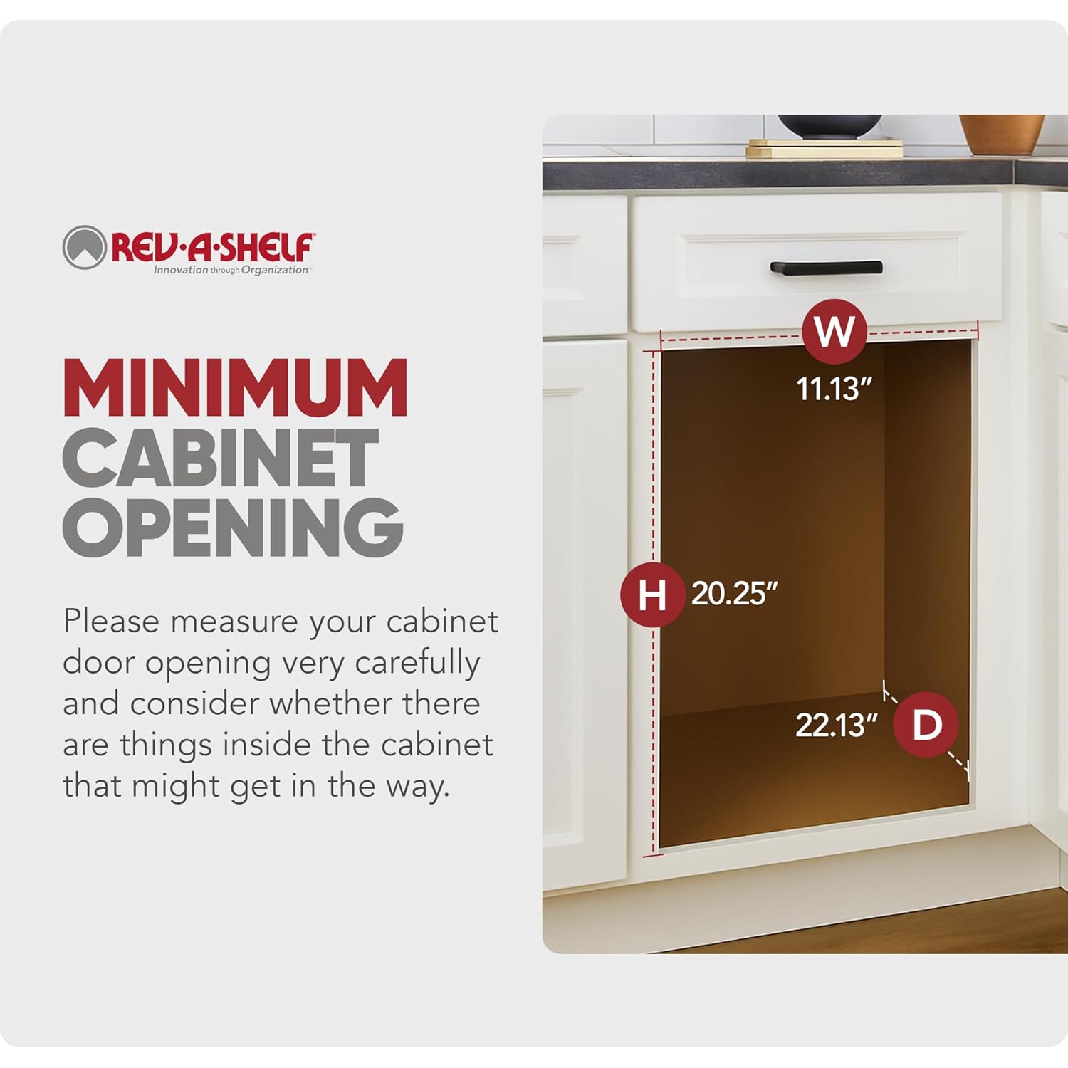Rev-A-Shelf Pullout Trash Can for Under Kitchen Cabinets 35 Quart 8.75 Gallon with Soft-Close Slides and Rear Storage, Silver, 53WC-1535SCDM-117