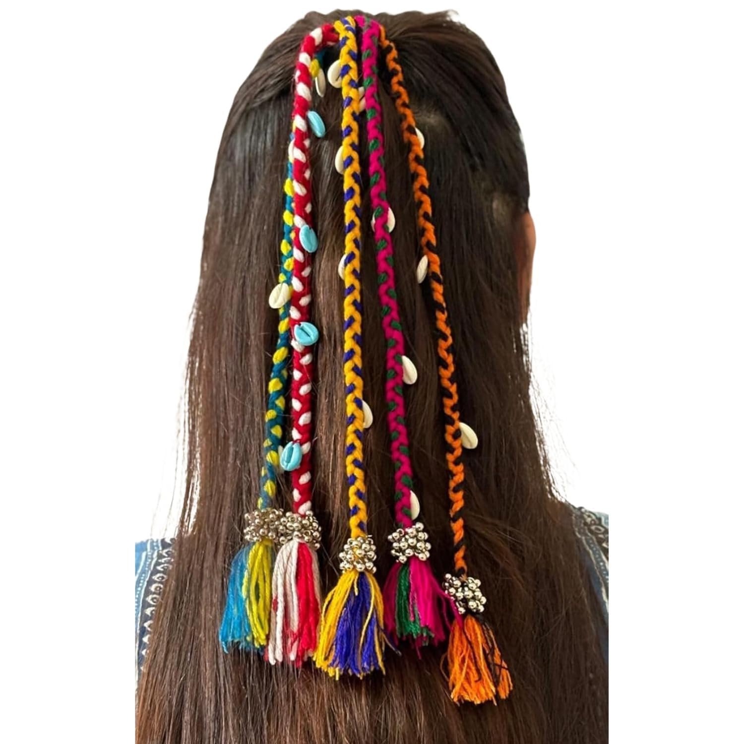 SNEHMURTI 1 PCS Navratri Look Hair Braids with Rubber Bands Girl and Women, Hair Accessory for Everyday Style and Rainbow Color Braids Extensions Hair Color | Boho Chic Style (Multicolour)-image-33