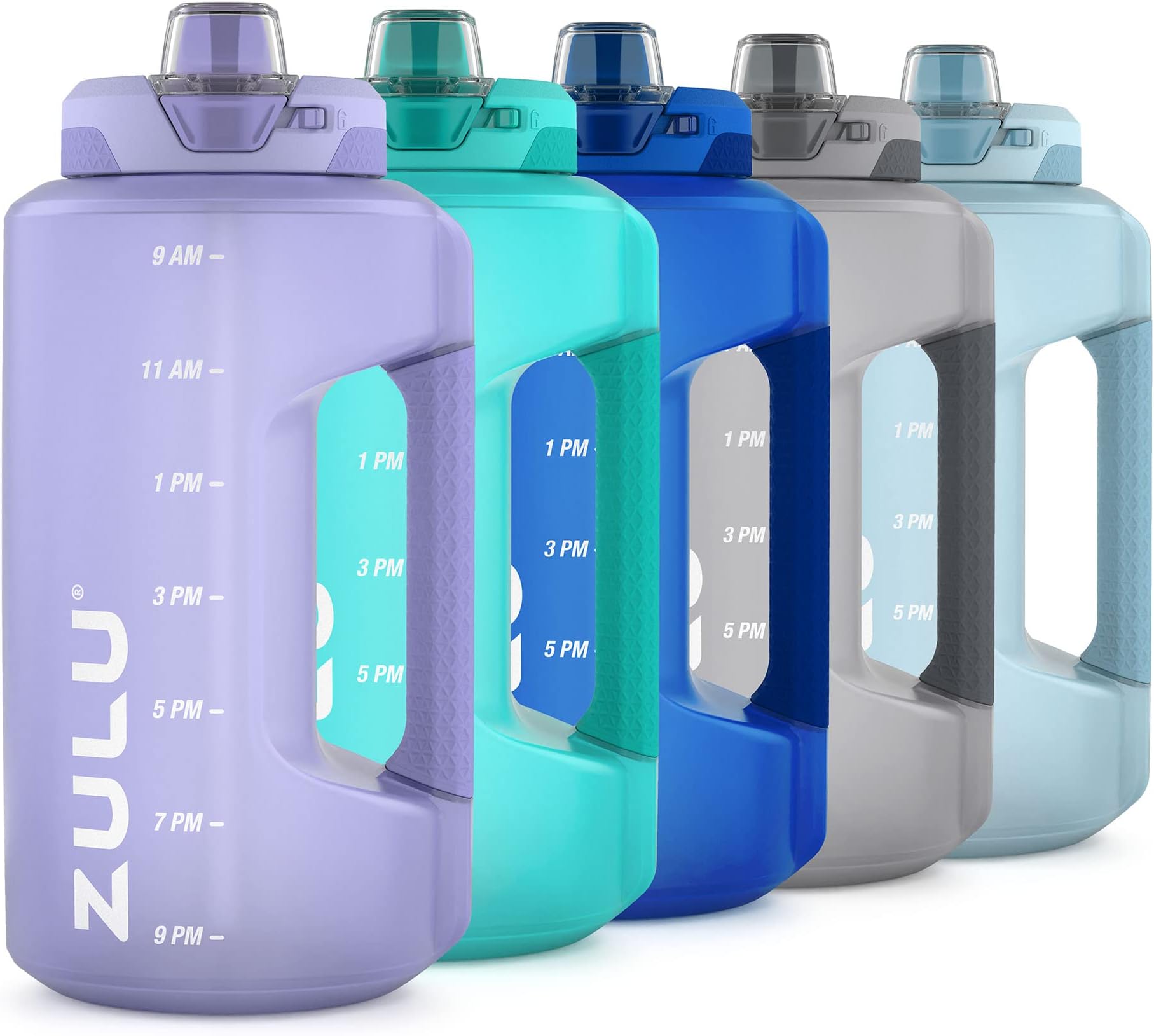 Goals 64oz Half Gallon Plastic Water Bottle with Straw and Time Marker | Large Reusable Jug with Handle and Leak Proof Lid for All Day Hydration, Gym and Outdoors, Gift Ready, Violet