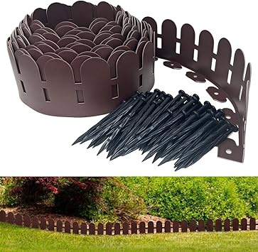 Landscape Edging Border 5.5IN x 20FT with 30pcs Anchoring Spikes,Garden Borders Edging Arched Design for Tree,Flowerbed,Yard,Path Way,Decorative Landscaping Fence Liner Lawn Edge Barrier -Brown