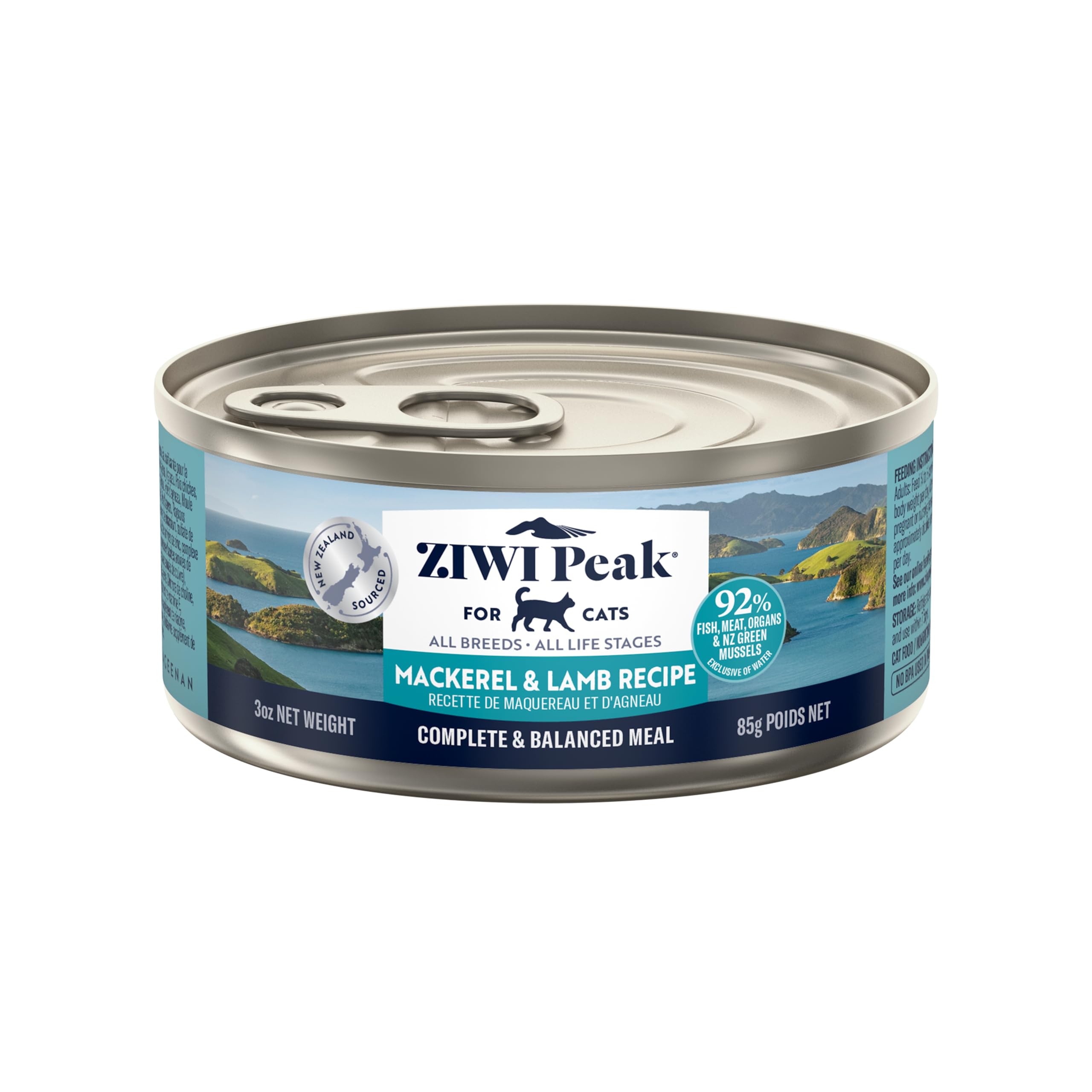 ZIWI Peak Wet Cat Food – All Natural, High Protein, Grain Free, Limited Ingredient, with Superfoods (Mackerel & Lamb, Case of 24, 3oz Cans)