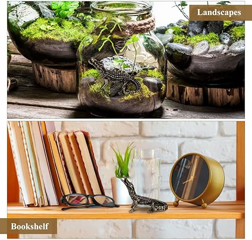 Miniatura 9 de Toyvian 1 mini estatua de cocodrilo de latón, esculturas y estatuas de animales, adornos para pecera, estatua de Feng Shui, decoración del hogar