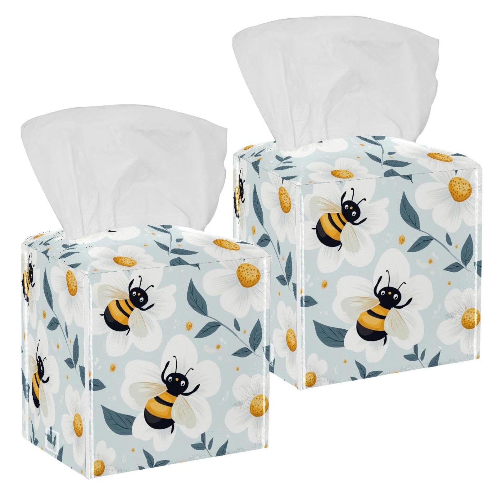 Boîte à mouchoirs en cuir pour voiture et table basse décorative lot de 2