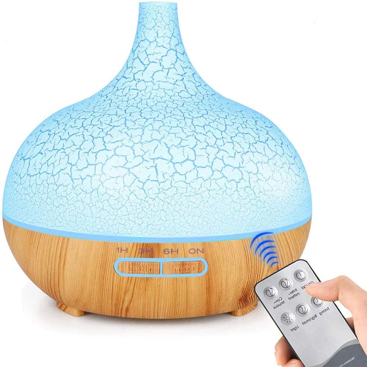 Diffuser, 400ML Essential Oils Aromatherapy Diffusers Wood Grain Humidifier Electric Ultrasonic Air Aroma Diffuser with 4 Timer, Cool Mist, Waterless Auto-Off, Mist Mode