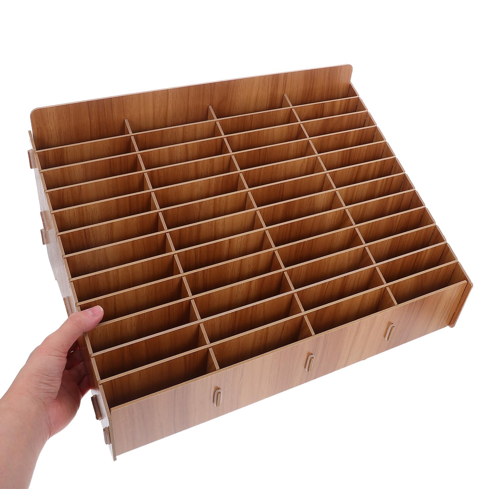 SHINEOFI Organizer per Telefono in Legno Marrone 48 Scomparti, Scatola Porta Cellulare da Scrivania Portatile per Ufficio e Riunioni