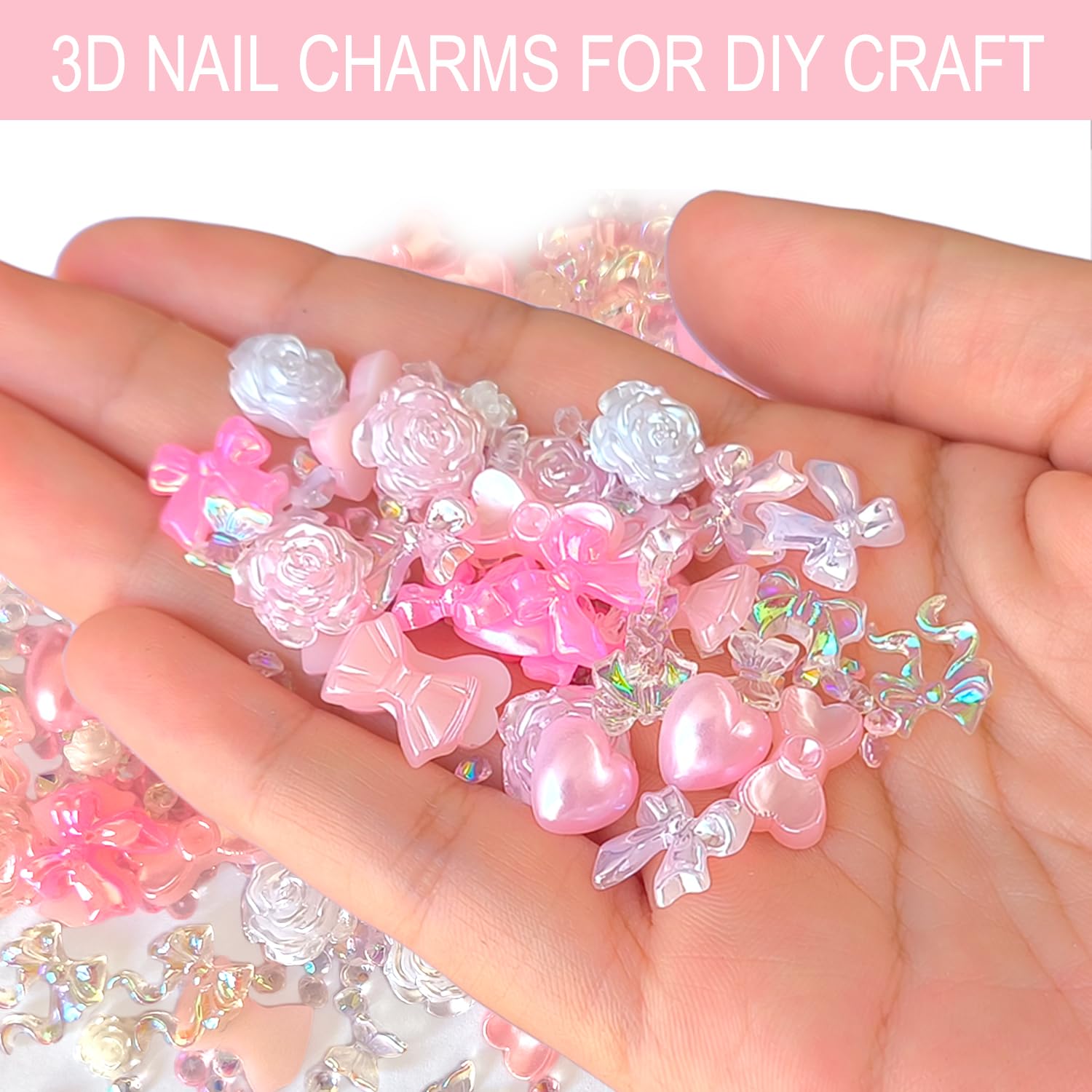 Breloques à ongles multi-styles à dos plat en résine strass perles pour bricolage