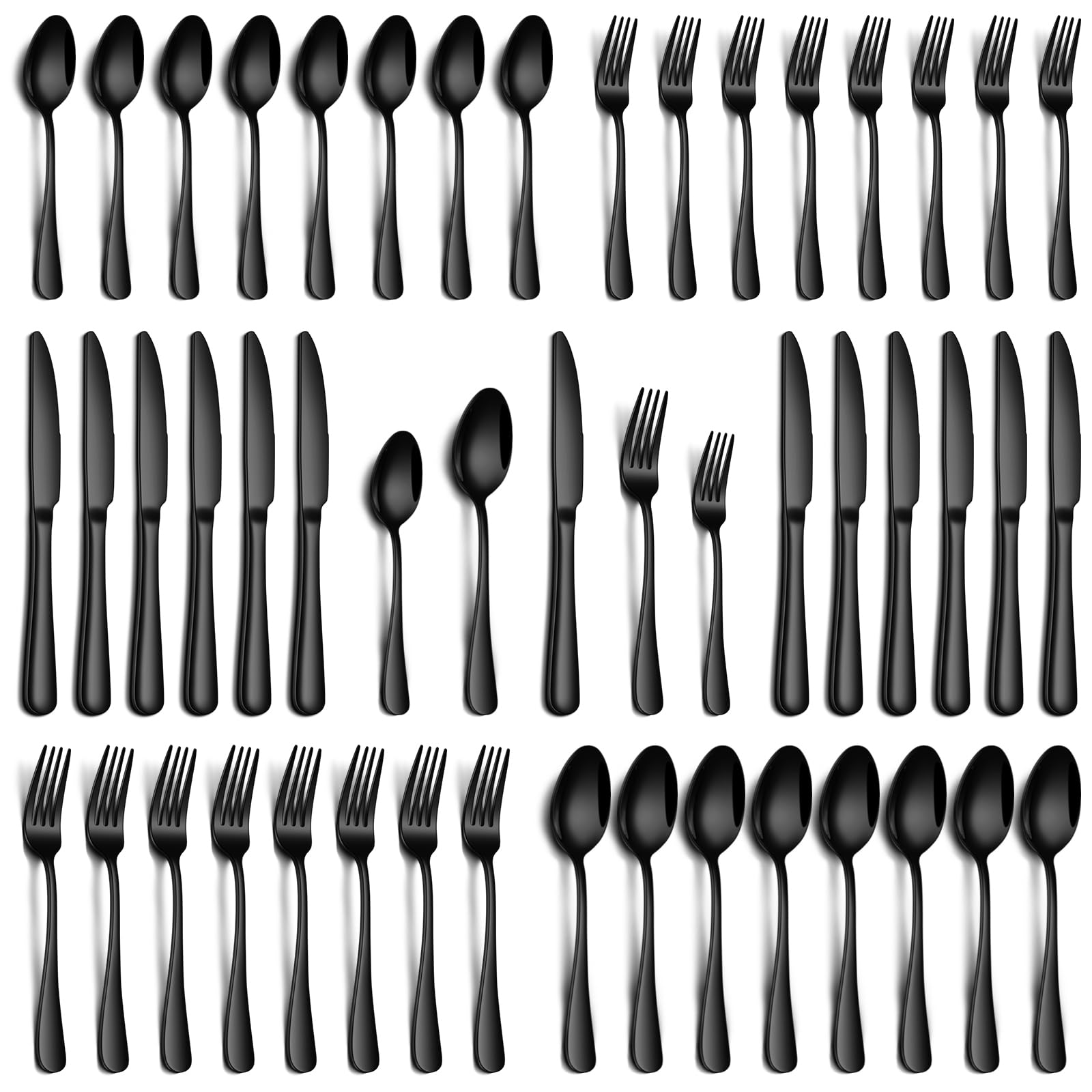 PHILIPALA 40 Piece Black Silverware Set