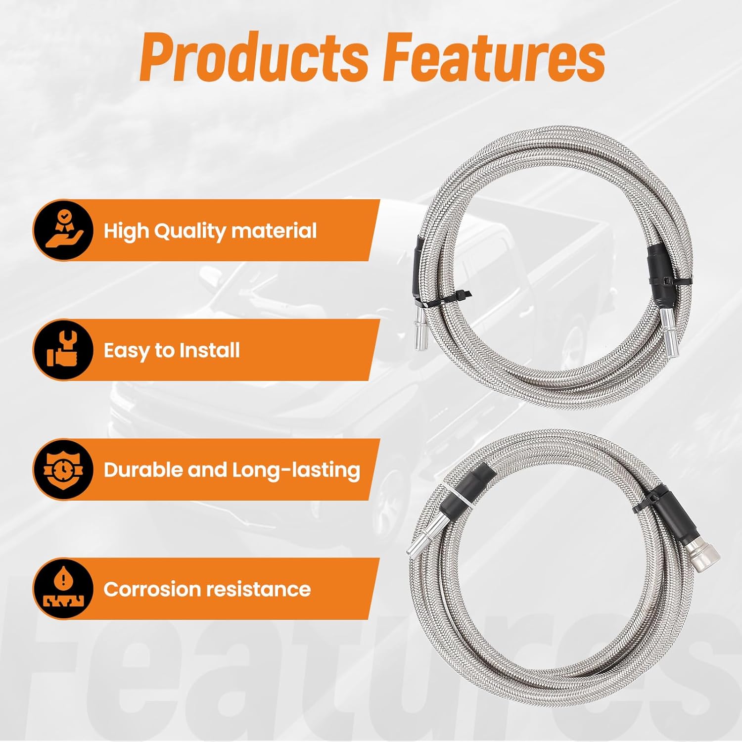 maXpeedingrods Stainless Steel Braided Fuel Lines Kit for Chevy Silverado GMC Sierra 1500HD 1500 Classic 2500HD 3500HD 2004-2010 819-816