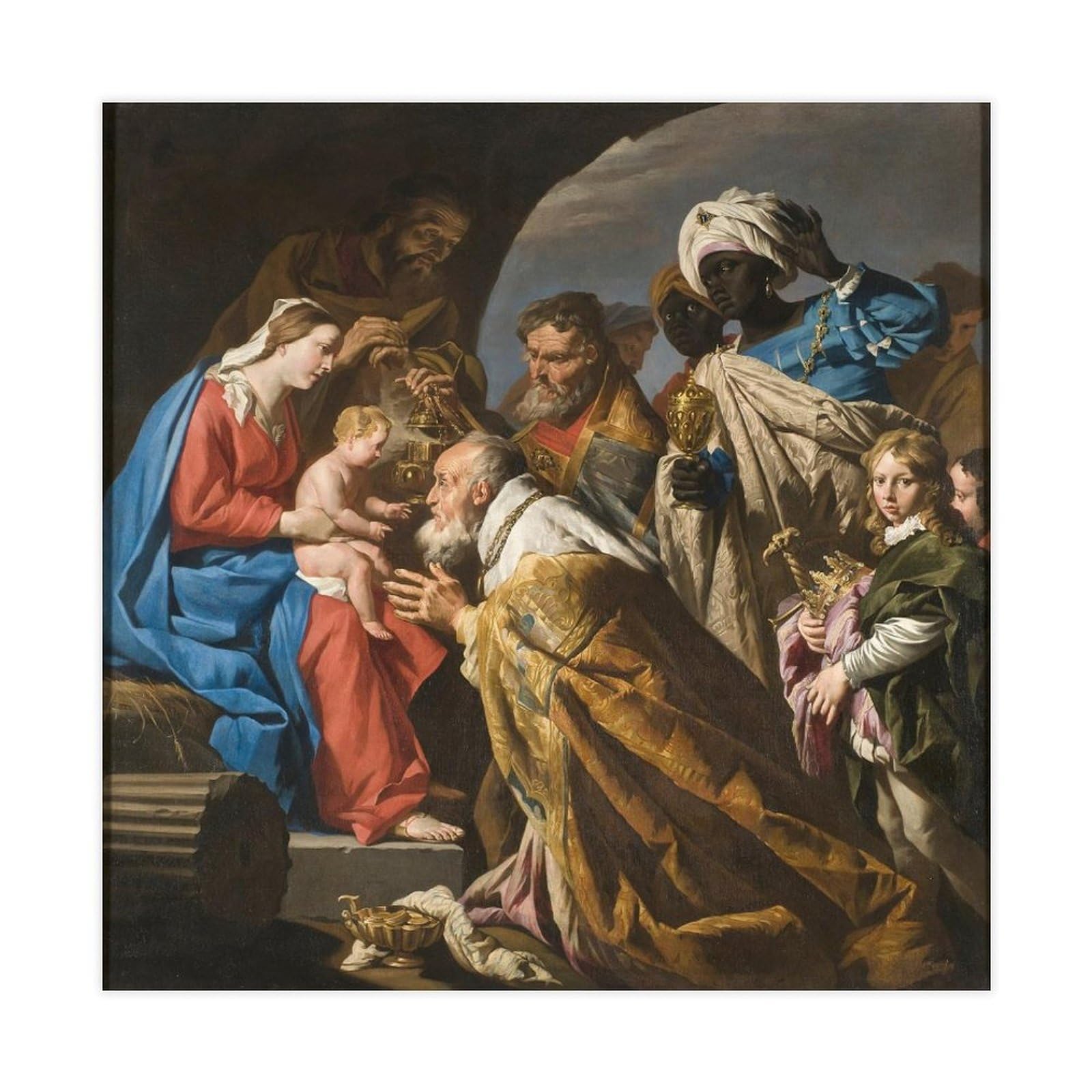 WCYB Adoration of The Magi by Matthias Stom Prints Posters Canvas Deco Paintings Wall Art For Office Unframe 12" L X 12" W