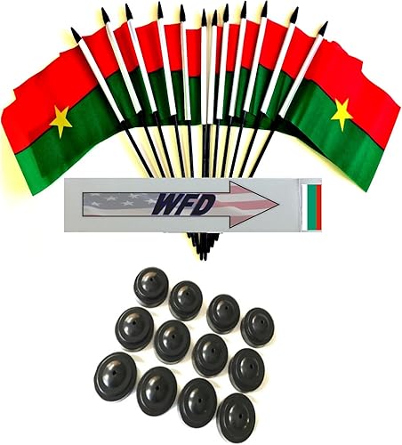 Miniatura 10 de Pack of 12 4"x6" International Polyester Miniature Office Desk & Little Table Flags with 12 Stands, 1 Dozen Country 4x6 Small Mini Hand Waving Stick