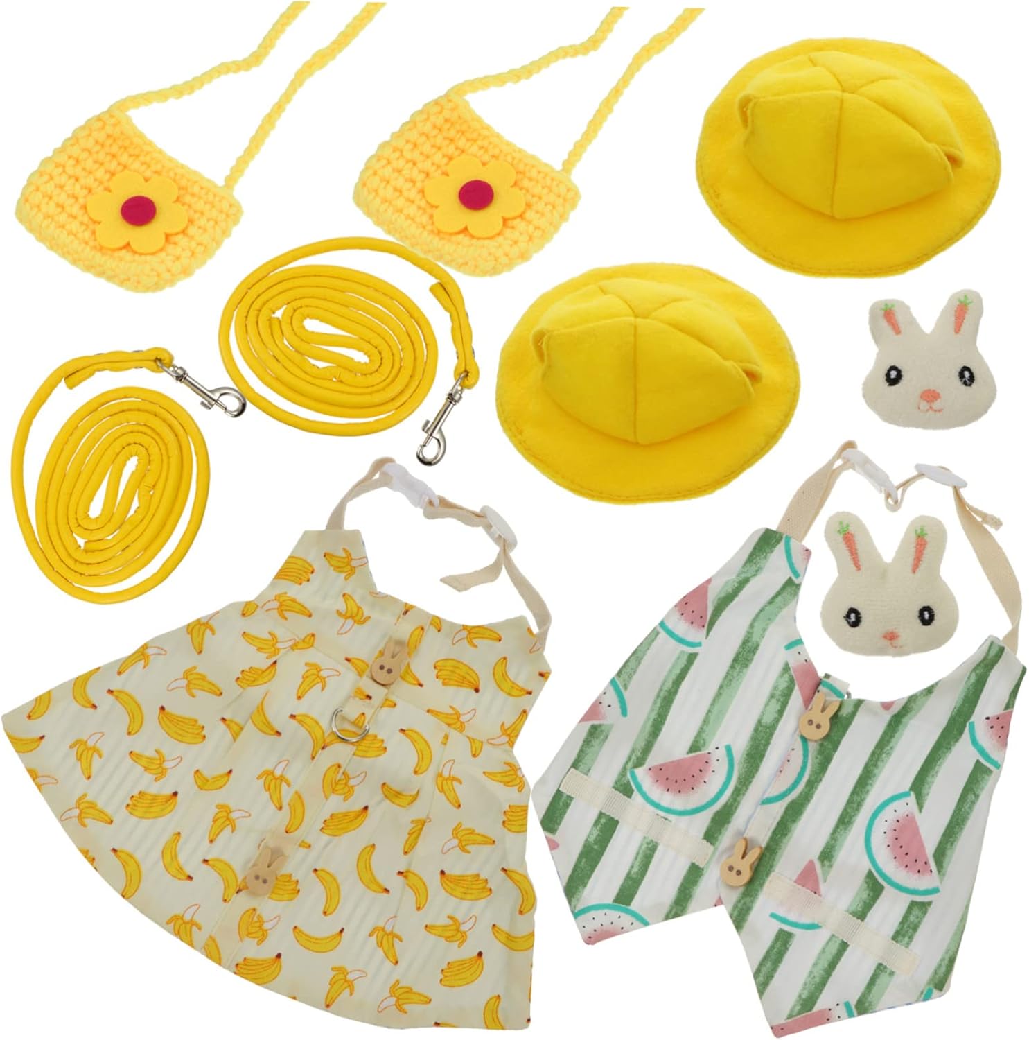Abaodam 2 Sets PET Bunny Costume with Leash Adorable Rabbit Dress Up Outfit for Cats and Kittens Includes Bunny Hat and Accessories