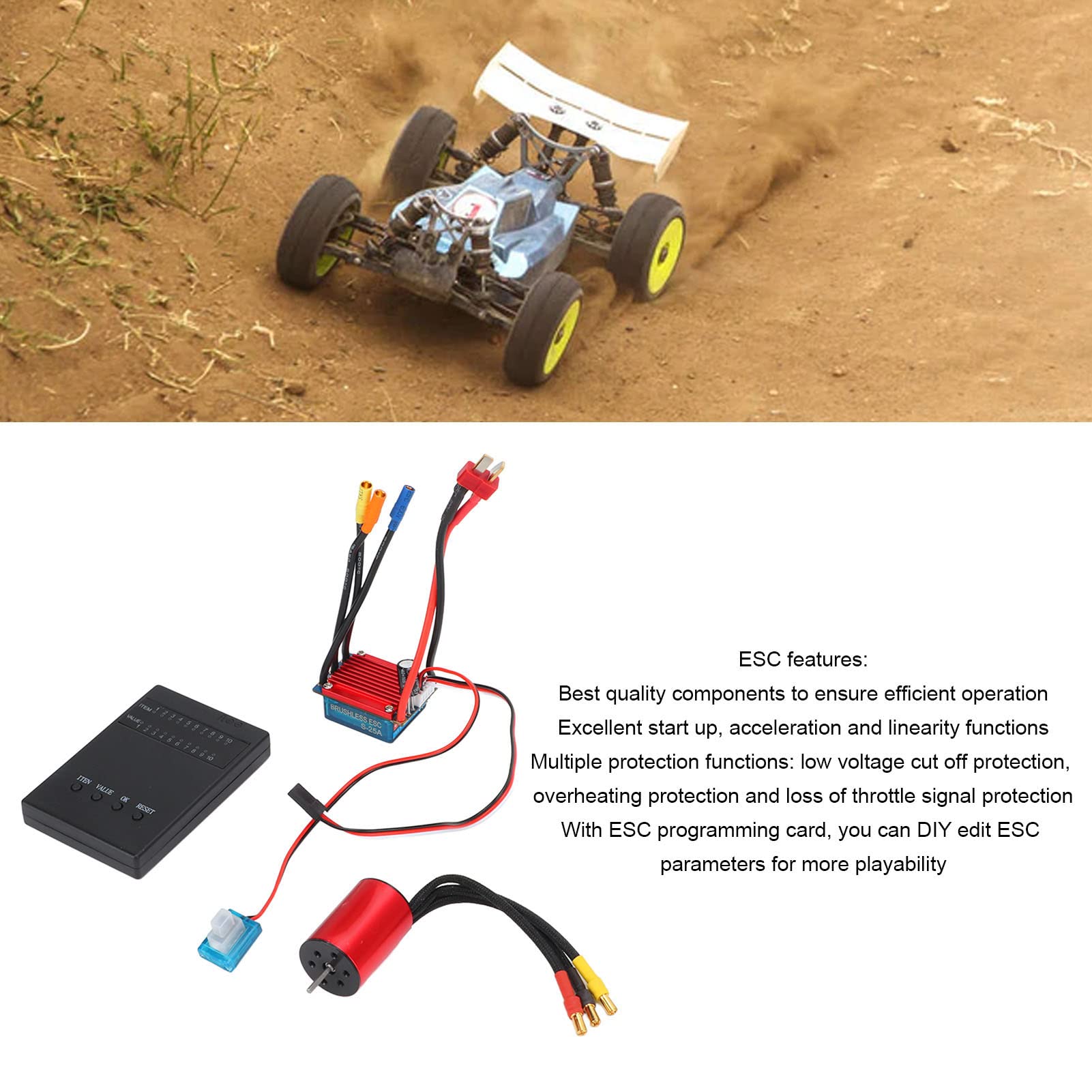 ESC Servo Combo Motor, RC Brushless Motor Kit Kupferspule für 1/18 RC Car