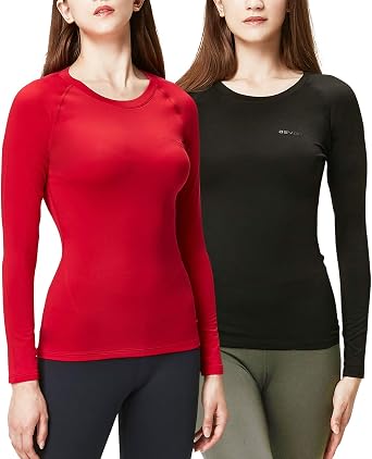 DEVOPS Womens 2 Pack Thermal Shirts Long Sleeve Compression Base Layer Top