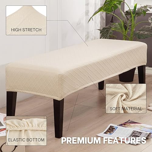 Miniatura 3 de SearchI Funda para banco de comedor, fundas largas elásticas y lavables para asiento de banco de banco rectangular para mesa de comedor, sala de
